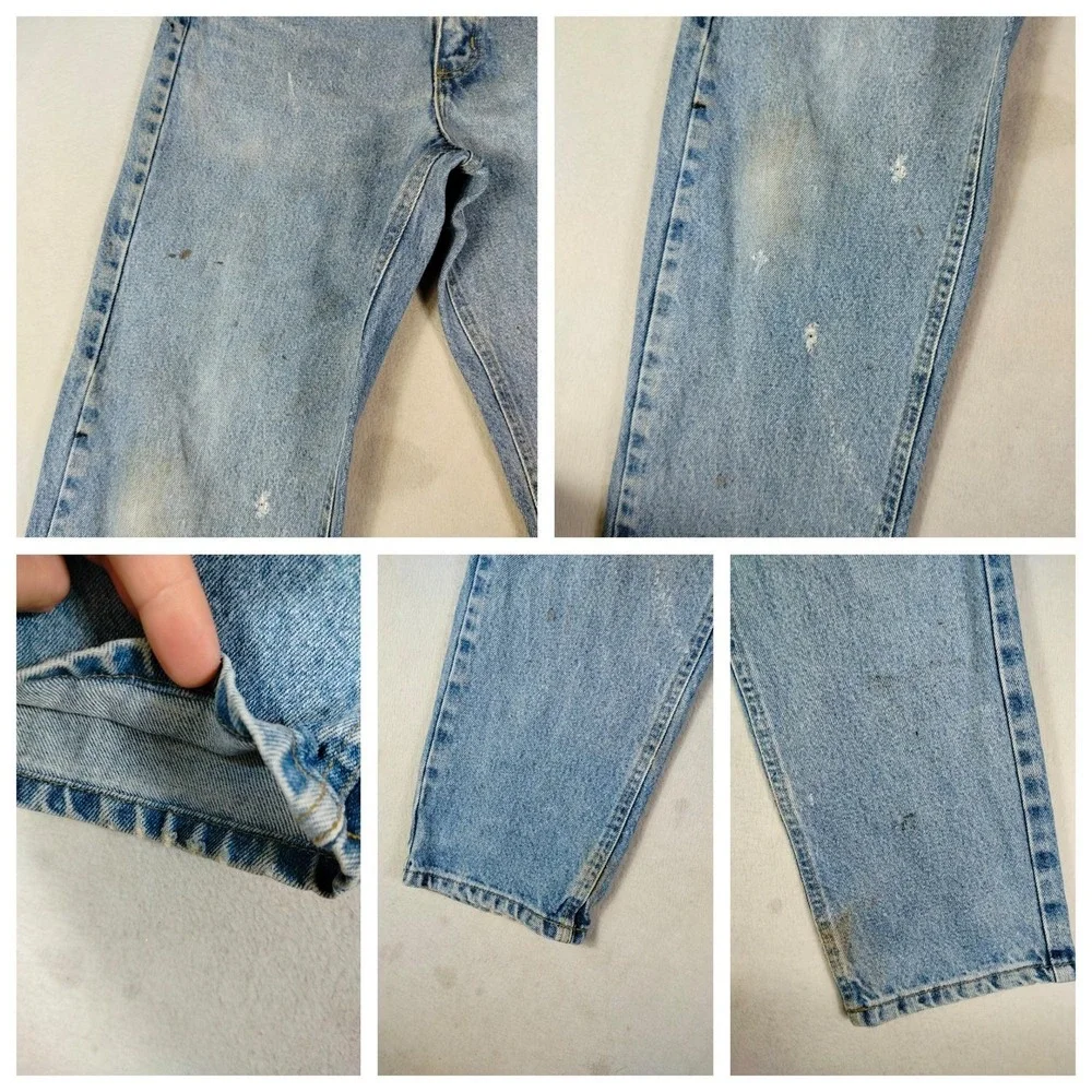 Carhartt Jeans Mens 32 Blue Relaxed Tapered Denim Workwear Distressed Thrashed